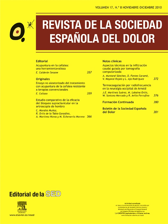 Go to journal home page - Revista de la Sociedad Española del Dolor
